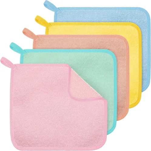 Vista 10 de Tatuo 5 paños exfoliantes para el rostro y el cuerpo, tejido de toalla para el baño, exfoliante, masaje, paño de baño para mujeres y hombres, 10.63