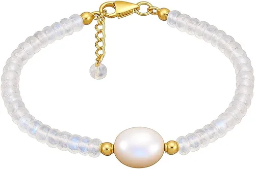Vista 22 de Gempires - Pulseras de cuentas de cristal hechas a mano con joyería de perlas de agua dulce hipoalergénicas, chapadas en oro de 7.5 pulgadas