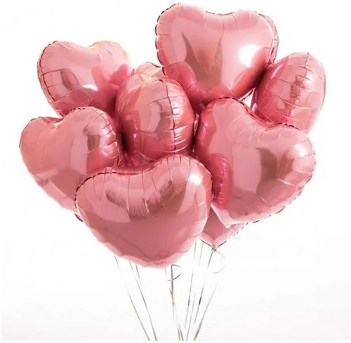 Vista 32 de 10 globos de papel de aluminio con forma de corazón de oro rosa, globos de helio, decoraciones de fiesta de cumpleaños, globos de boda para niños