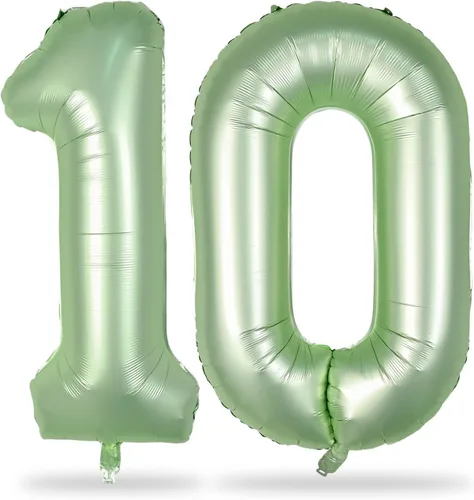 Vista 72 de Globos negros del número 10 para decoraciones de cumpleaños número 10, globos de helio de mylar de lámina de 40 pulgadas negros del número 1 & 0