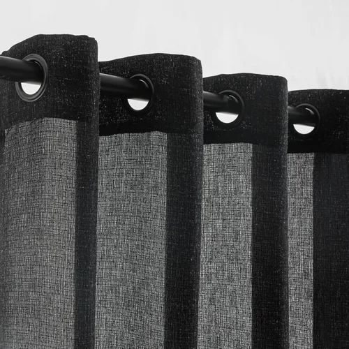 Vista 9 de Cortinas de lino natural de 96 pulgadas de largo, 2 paneles para sala de estar, cortinas de lino semitransparentes con ojales negros, cortinas