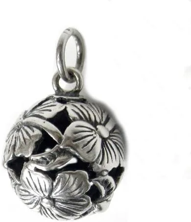 Vista 2 de Antiguo Plata de ley 925ronda gourds Flor de Loto Hollow Dangle Encanto Colgante abalorio de bolas