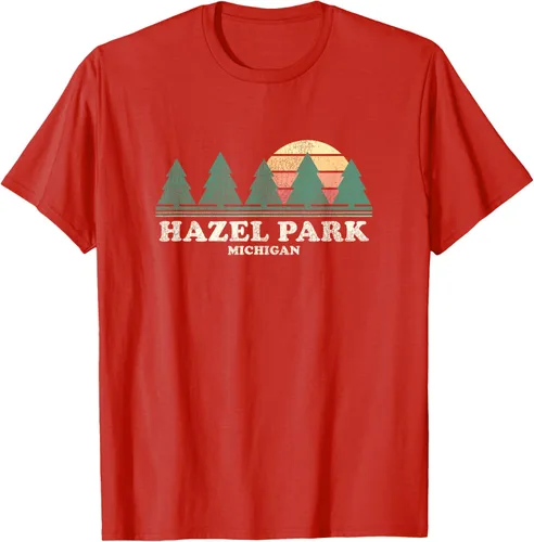 Vista 60 de Hazel Park MI - Camiseta vintage con diseño retro de los años 70, Azul / Patchwork, S