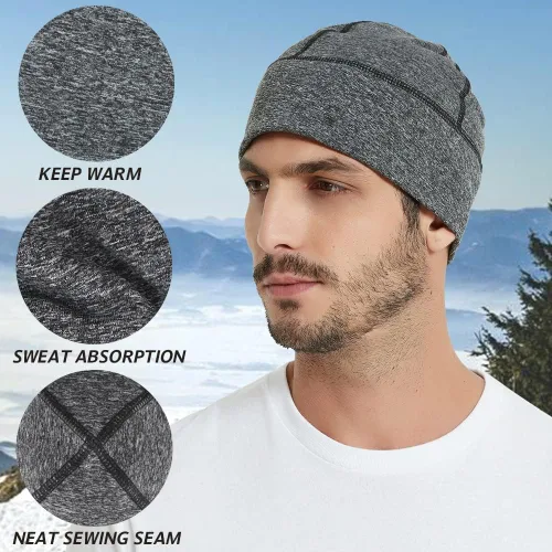 Vista 2 de Headshion Gorro de forro polar para reloj, paquete de 2 unidades, gorro grueso de calavera para el invierno, cálido