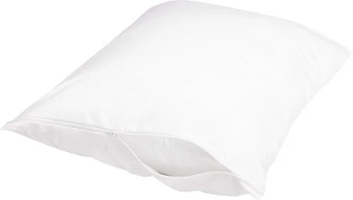 Vista 14 de Amazon Basics Protector de almohada hipoalergénico 100% algodón estándar transpirable con cremallera, lavable a máquina, blanco, 27 x 21 pulgadas