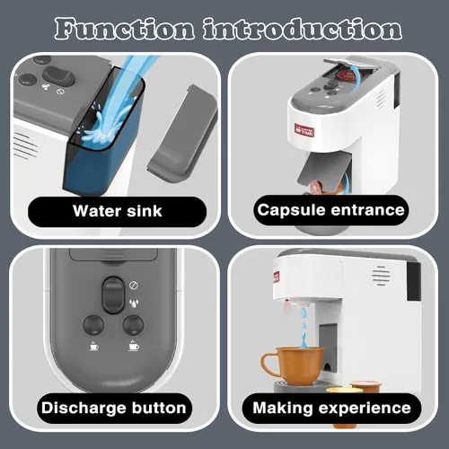 Vista 5 de Toys Barista Cafetera de juguete de cocina para niños con piezas móviles, accesorios de cocina, juego de café para niñas y niños, regalos