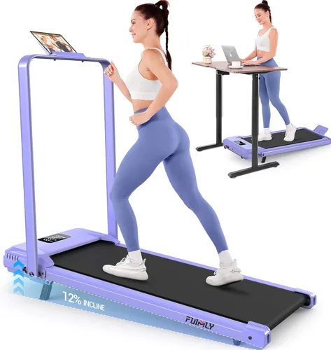 Vista 12 de FUNMILY Cinta de Correr Plegable con Almohadilla de Caminata Mejorada con Inclinación del 12%/15% y Barra de Manejo, Cintas de Correr Compactas