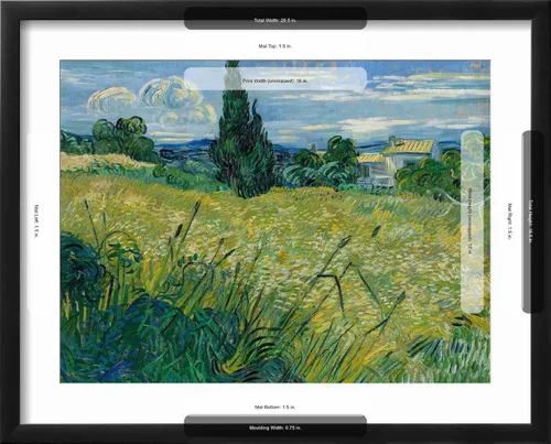 Vista 5 de ART.COM Impresiones artísticas enmarcadas para pared, diseño de trigo verde, 1889 por Vincent van Gogh, decoración escénica, 16 x 12 pulgadas, marco