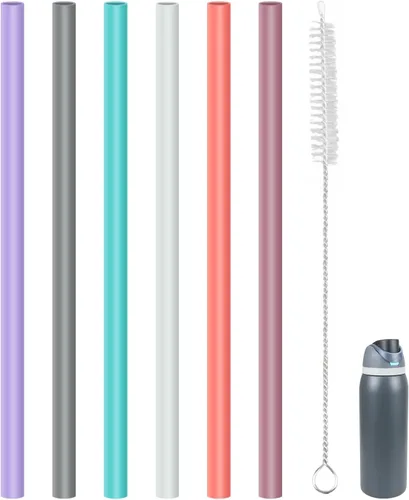 Vista 10 de Pajitas de repuesto compatibles con botella de agua de acero inoxidable aislada FreeSip de 16 onzas Owala, con 1 cepillo (6 colores para 16 onzas)