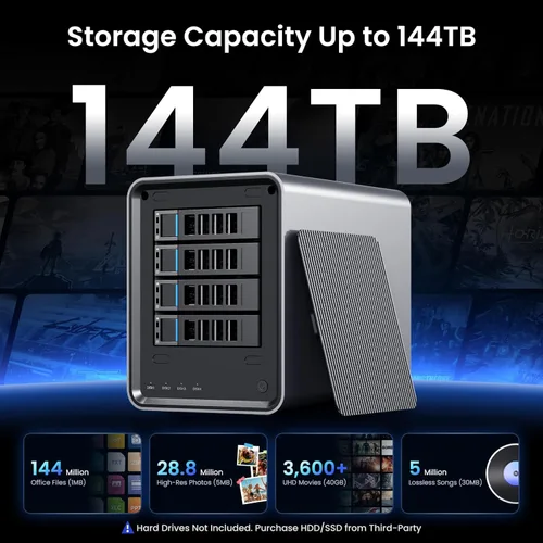 Vista 2 de Yxk Zero1 Pro NAS de 4 bahías, Intel N100, 8 GB de RAM, 2 x 2.5GbE, HDMI 4K