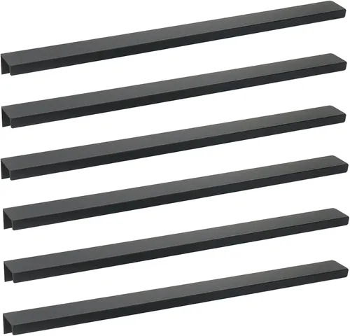 Vista 25 de Tiradores negros de 3.94 pulgadas para gabinete, 6 unidades, espacio entre agujeros de 2.52 pulgadas, tiradores de borde de aleación de aluminio