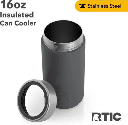 Vista 3 de RTIC Craft - Enfriador de latas con aislamiento, para bebidas, bebidas, botella, enfriador de latas de soda con tapa, metal de acero inoxidable