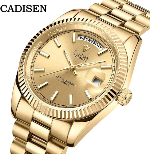 Vista 8 de CADISEN Reloj mecánico automático de acero inoxidable de lujo de marca impermeable de 328.1 ft para hombre de diseño H0mage