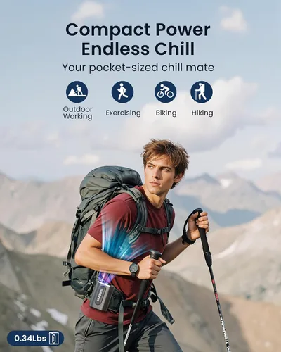 Vista 7 de SLENPET Ventilador de clip de cintura, cinturón portátil de 18000 RPM con 4 velocidades, batería de 4000 mAh, 0.34 libras, uso máximo de 12 horas