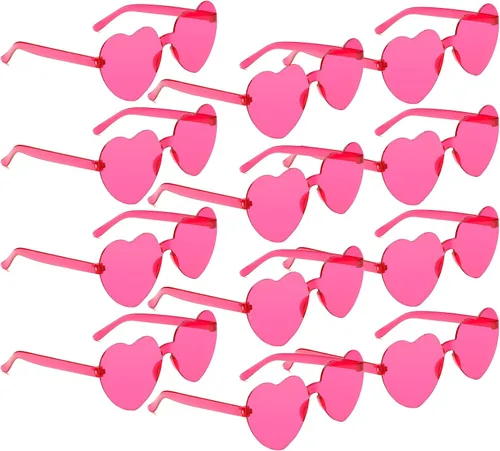 Vista 78 de Lentes de sol con forma de corazón, 2 pares de lentes de sol en forma de corazón, gafas de sol rave para mujeres, regalos de fiesta