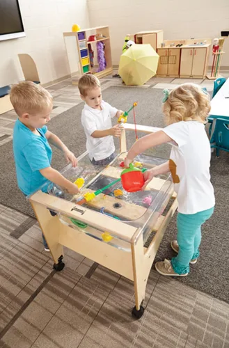 Vista 2 de Jonti-Craft Mesa sensorial transparente para niños pequeños, color marrón
