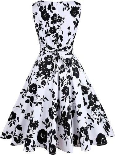 Vista 2 de OWIN - Vestido vintage con diseño floral de primavera de los años 50 para mujer, estilo Rockabilly para fiesta de cóctel y graduación