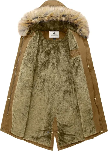 Vista 2 de Uoiuxc Women's Hooded Winter Coat Warm Fleeced Lined Parka Long Jackets