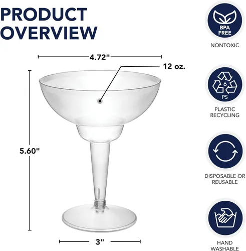 Vista 2 de Party Essentials 10 vasos de plástico duro de dos piezas, 12 onzas, transparentes
