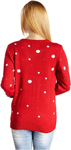 Vista 3 de v28 - Suéter para mujer, diseño de copos de nieve y reno navideño