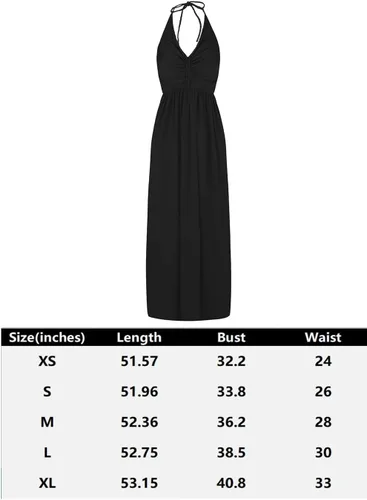 Vista 7 de Women's Casual Halter Neck Dress Sleeveless Floral Print Empire Waist Maxi Dress