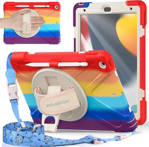 Vista 19 de BRAECNstock - Funda para Apple iPad de 9ª/8ª/7ª generación, de 10.2" 2021/2020/2019, funda protectora a prueba de golpes para niños, con protector