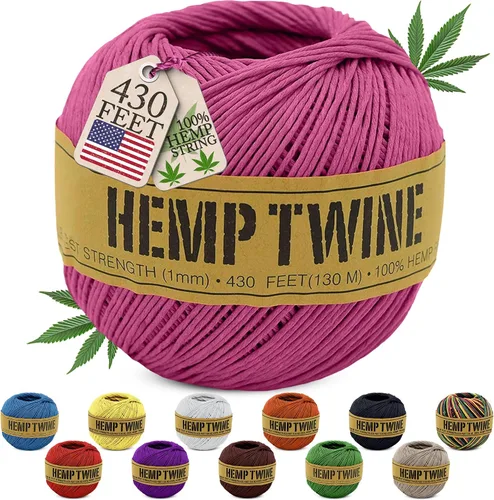 Vista 24 de Cordel de cáñamo para jardinería - Cordel para manualidades - Cuerda de cáñamo orgánico natural para hacer joyería - Cordón fuerte y duradero