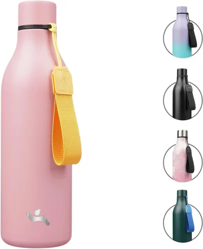Vista 14 de Konokyo Botella de agua aislada con correa, botella de agua de acero inoxidable de 18 onzas de doble pared con aislamiento al vacío, frasco de Verde