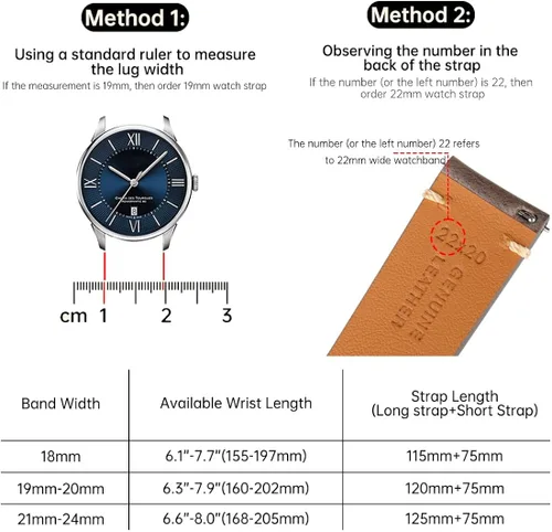 Vista 3 de REZERO - Correa de reloj de liberación rápida, correas de reloj de cuero de grano superior para hombres y mujeres, 0.709in, 0.787in, 0.827in