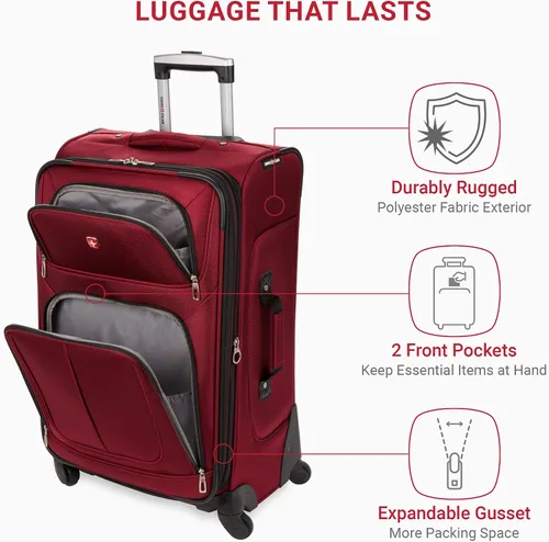 Vista 4 de SwissGear - Equipaje suave expandible Sion con ruedas, Borgoña