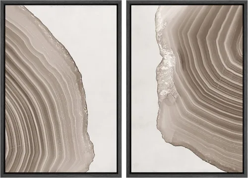 Vista 52 de IDEA4WALL Lienzo Enmarcado Impreso Arte de Pared Set Paisaje de Hojas de Palma de Selva de Mediados de Siglo Naturaleza Silvestre Ilustraciones Arte