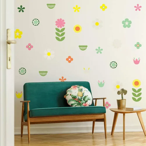 Vista 7 de Tempaper Calcomanías de pared retro florales autoadhesivas, multicolor Floral retro