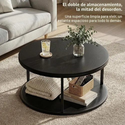 Vista 5 de YESHOMY Mesas de centro redondas de 36" para sala de estar, color negro