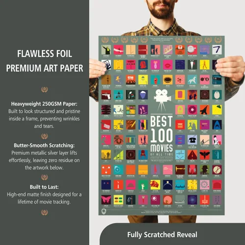 Vista 6 de Póster de 100 mejores películas para rascar de Travel Revealer - La mejor lista de películas de todos los tiempos. Póster de película minimalista