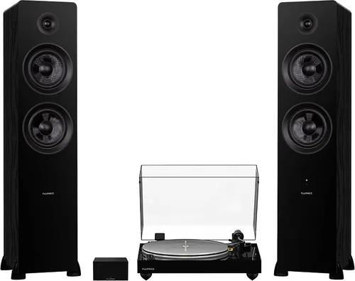 Vista 11 de Fluance RT85N Reference High Fidelity Vinyl Turntable, PA10 Phono Preamp and Ai81 Powered Floorstanding Speakers, Nagaoka MP-110 Cartridge, 150W