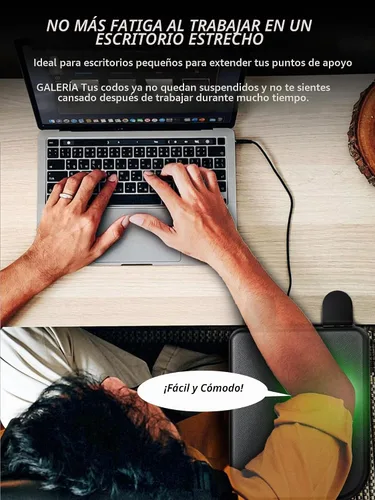 Vista 3 de NODOCA Reposabrazos para escritorio, reposabrazos ergonómico, extensor de escritorio, esponja suave incorporada, cómodo soporte de brazo