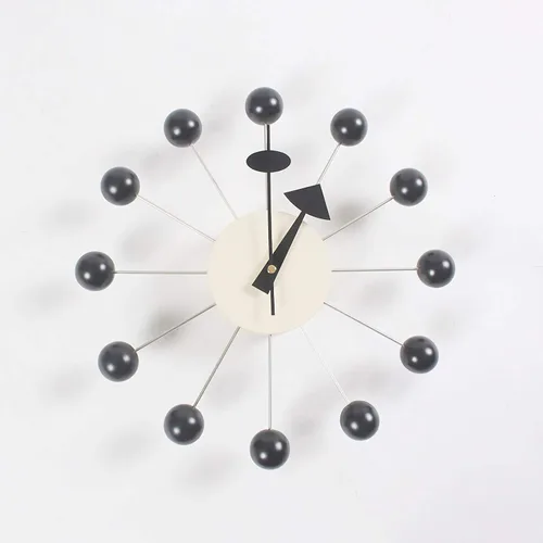 Vista 5 de SHISEDECO Reloj asterisco moderno en negro, sin tictac, diseño retro de mediados de siglo, reloj de cuarzo de pared silencioso decorativo