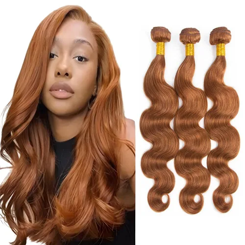 Vista 79 de Color 30 paquetes de cabello humano marrón onda del cuerpo paquetes 8 10 12 pulgadas brasileño virgen Remy extensiones de cabello humano doble trama