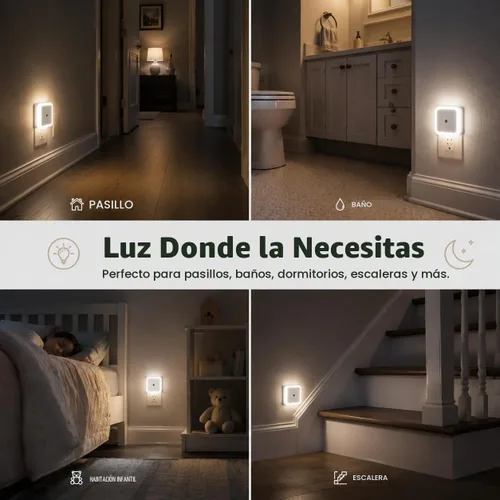 Vista 5 de Othmro Paquete de 4 luces nocturnas enchufables, lámpara con sensor 4 piezas cálidas