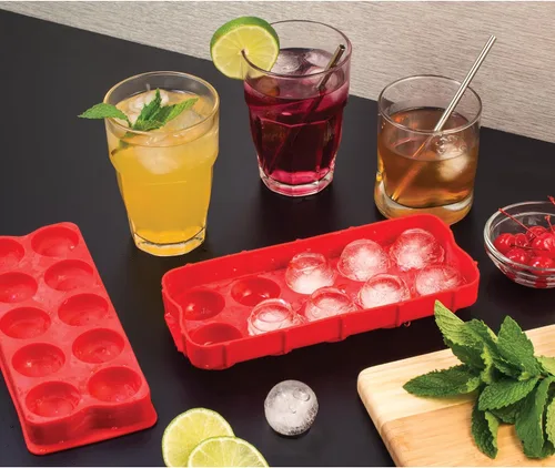 Vista 2 de HIC Kitchen Cannonball - Bandeja de silicona para cubitos de hielo, antiadherente, esferas grandes Silicona de grado alimenticio, hace 10 bolas