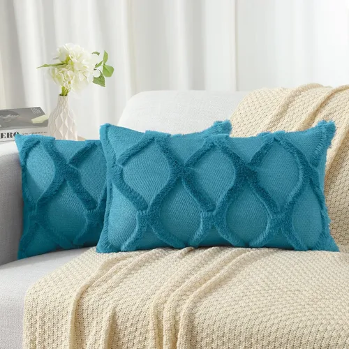 Vista 63 de decorUhome - Juego de 2 fundas de cojín decorativas para primavera de 16 x 16 pulgadas, fundas de almohada afelpadas de lana y piel sintética suave