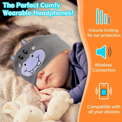 Vista 4 de Auriculares Inalámbricos para Niños, Auriculares Sobre la Oreja para Niños y Pequeños, con Altavoces Delgados y Diadema de Felpa Super Suave (Oso)