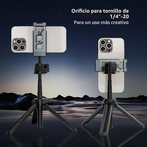Vista 5 de Soporte de trípode de metal para teléfono, adaptador de puerto Arca y cámara de acción, adaptador de trípode ajustable para teléfono celular