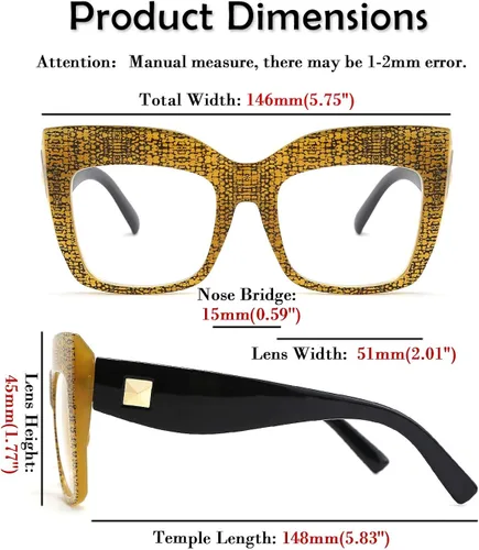 Vista 5 de FEISEDY Gafas cuadradas de gran tamaño con marco de gafas para mujer B2475