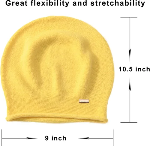Vista 4 de jaxmonoy Gorro de punto holgado de cachemira para mujer, gorro de invierno suave y cálido de lana para mujer