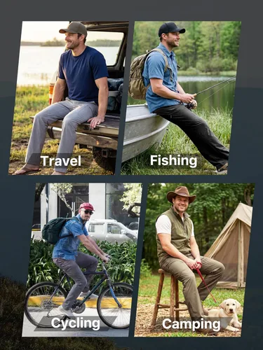 Vista 8 de FREE SOLDIER Pantalones de senderismo impermeables para hombre, ligeros, elásticos, con 5 bolsillos