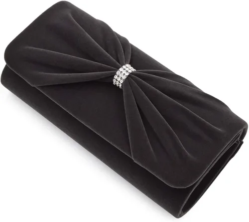 Vista 3 de Elegante bolso de noche de terciopelo con lazo frontal de diamantes de imitación