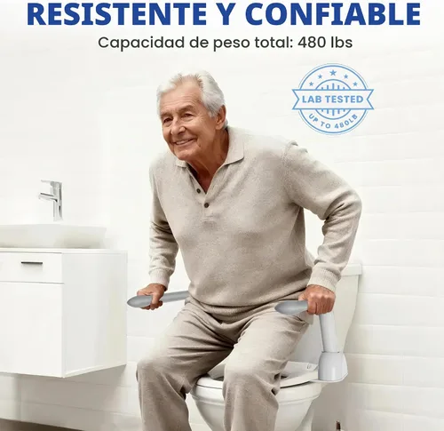 Vista 3 de DOZAWA - Rieles de seguridad para inodoro para personas mayores, barra de asistencia plegable resistente
