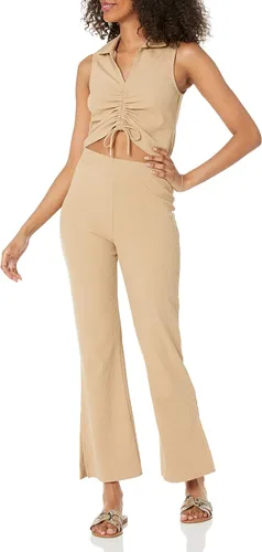 Vista 3 de The Drop Flora - Top corto ajustado con cuello fruncido para mujer