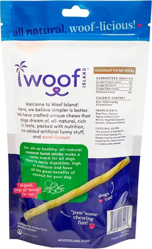 Vista 3 de Coconut Doggie Chews - Golosinas de coco para mascotas de primera calidad, totalmente naturales, masticables saludables para cachorros y sin piel